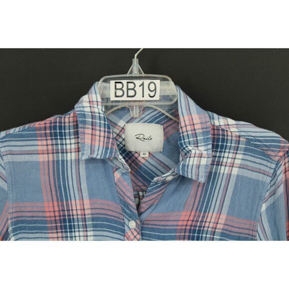 Rails Plaid Hunter Shirt Button Up Top in Harbor Pink Long Sleeve Size XS - Picture 2 of 7